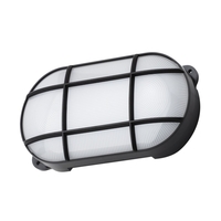 Jon 15 Watt LED Oval Grid Outdoor Bulkhead Light,  Black
