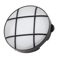 Jon 15 Watt LED Round Grid Outdoor Bulkhead Light,  Black