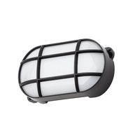 Jon 8 Watt LED Oval Grid Outdoor Bulkhead Light,  Black