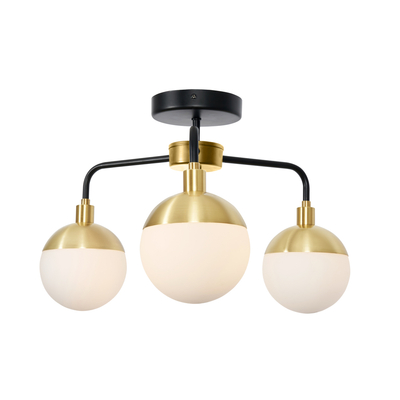 Sadie Bathroom Semi Flush
Ceiling Light,  Black and
Brass