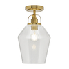 Saskia Bubble Glass Flush Ceiling Light,  Satin Brass