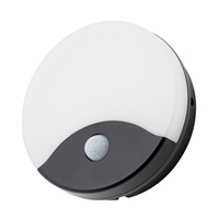 Swona 15 Watt LED Outdoor Round Bulkhead Light with PIR,  Black