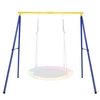 Saucer Swing Set with Metal Frame and Ground Nails for Garden Park-Blue &amp; Yellow