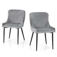 Set of 2 Armless Dining Chairs with Adjustable Foot Pads-Grey