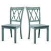 Set of 2 Armless Wood Dining Chairs with Ergonomic Fluted Seat