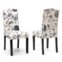 Set of 2 Dining Chairs with Ergonomic High Backrest-White and Black