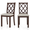 Set of 2 Dining Chairs with Inclined Backrest-Dark Brown