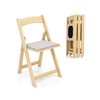Set of 2 Foldable Kitchen Chair with Rubber Wood Legs and Padded Seat-Natural
