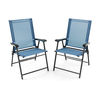 Set of 2 Folding Garden Chairs with Armrests for Yard Lawn Poolside-Blue