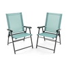 Set of 2 Folding Garden Chairs with Armrests for Yard Lawn Poolside-Green