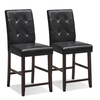 Set of 2 Padded Bar Stools with Rubber Wood Legs