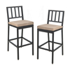 Set of 2 Patio Bar Chairs Bar Stools with Detachable Cushion and Footrest-Black