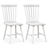 Set of 2 Windsor Style Armless Dining Chairs with Ergonomic Spindle Backs-White