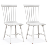 Set of 2 Windsor Style Armless Dining Chairs with Ergonomic Spindle Backs-White