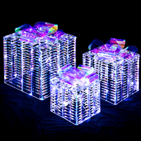 Set of 3 Iridescent Christmas Gift Box Decorations for Indoor Outdoor