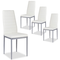 Set of 4 Armless Upholstered Dining Chairs with High Back-White