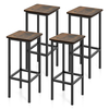 Set of 4 Bar Stool Set with Metal Legs and Footrest-Rustic Brown