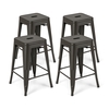 Set of 4 Metal Nesting Bar Stool with Handing Hole for Home Kitchen-Gun