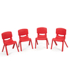 Set of 4 Waterproof Kids Chairs Set with Backrest and Handing Hole-Red