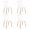Set of 4 Windsor Dining Chairs with Spindle Backs and Curved Seats-White