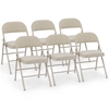 Set of 6 Folding Fabric Padded Chairs with Sponge Seat and Backrest-Beige