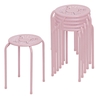 Set of 6 Round Metal Stools Support up to 120kg-Pink