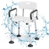 Shower Stool with Removable Arm and Back Rests-White