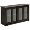 Sideboard Cabinet with Sliding Glass Doors and Adjustable Shelf-Brown