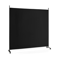 Single Panel Rolling Room Divide rwith Wheels-Black