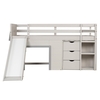 Single Size Pine Wood Loft Bed with Slide and Ladder and Game House-Grey