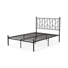 Single/Double Metal Platform Bed Frame with Headboard Black-Double Size