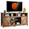 Sliding Barn Door Farmhouse Flat Screen Console for 65 Inch TVs-Rustic Brown