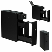 Slim Storage Cabinet with Slide-out Drawers and Flip-open Top Cover-Black