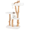 Solid Wood Cat Tree with Perch and Dangling Ball-White