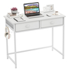 Space Saving Computer Desk with 2 Fabric Drawers-White