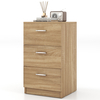 Space-saving Night Chest with 3 Drawers and Handles for Bedroom-Natural
