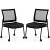 Stackable Armless Waiting Room Guest Chair with Wheels Set of 2-Black