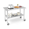 Stainless Steel Catering Table with Wheels and Adjustable Undershelf