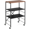 Storage Cart with Adjustable Shelves,  Foldable Frame and Lockable Casters-Black