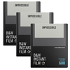 Impossible 600 BW 2.0 Film BLACK FRAME Triple Pack 24 Shots