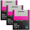 Impossible 600 BW Film HARD COLOR FRAME Triple Pack 24 Shots