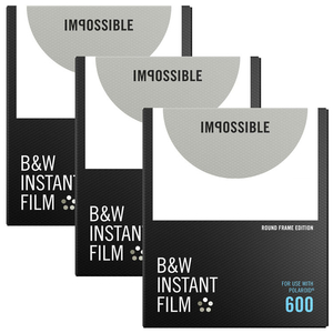 Impossible 600 BW Film ROUND FRAME Triple Pack 24 Shots