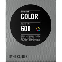 Impossible 600 Color Film ROUND SILVER FRAME Pack 8 Shots