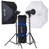 Interfit F121 200w Twin Head Softbox and Umbrella Kit