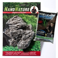 NanoNature Mini Landscape Set - 5 rocks + 3 litres NatureSoil black,  fine
