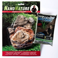 NanoNature Pale Pagoda Rock Set - 5 rocks + 3 litres NatureSoil black,  fine