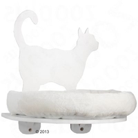 White Wall Mounted Cat Bed - Sitting cat