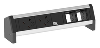 Bachmann DESK 1 power extension 2 AC outlet(s) Indoor Black,  Silver
