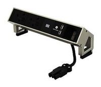 Bachmann DESK 2 power extension 0.2 m 2 AC outlet(s) Black,  Stainless