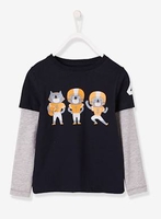 2-in-1 Top for Boys blue dark solid with design